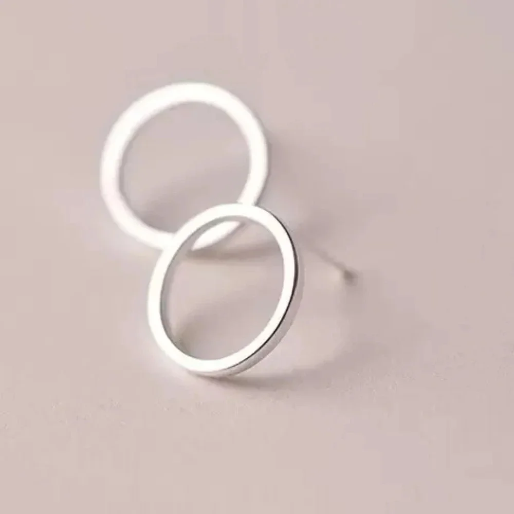 NEW S925 Geometric Minimalist‎ Circle Stud Earrings